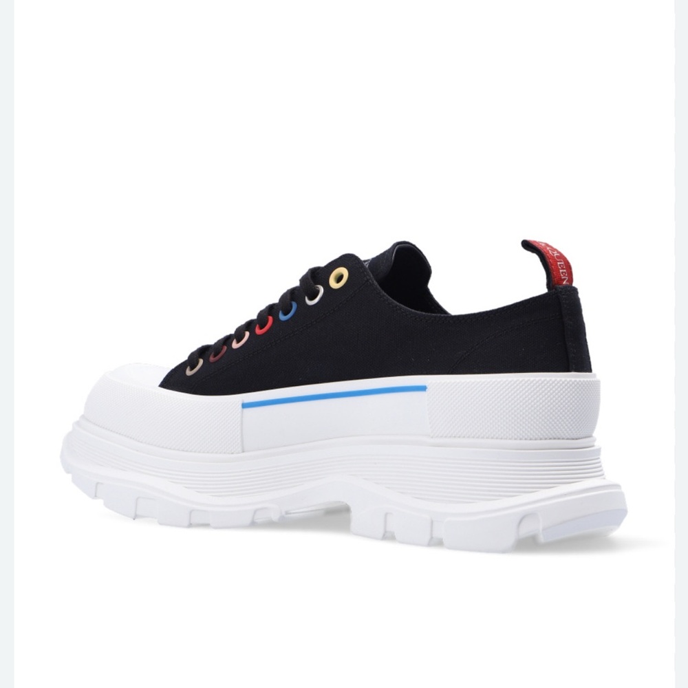 Alexander McQueen Black Canvas Sneakers with White Sole